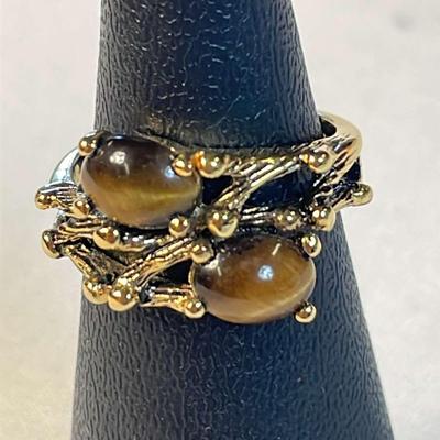 14K Tiger Eye Ring, Size 4 3/4 