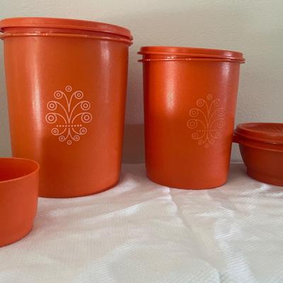 Vintage Orange Tupperware Containers (4)