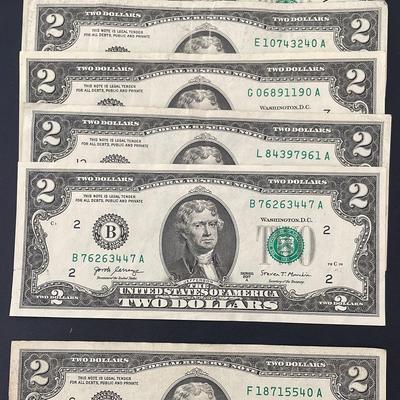 2017 $2 Bills (6), 2013 $2 Bill (1)