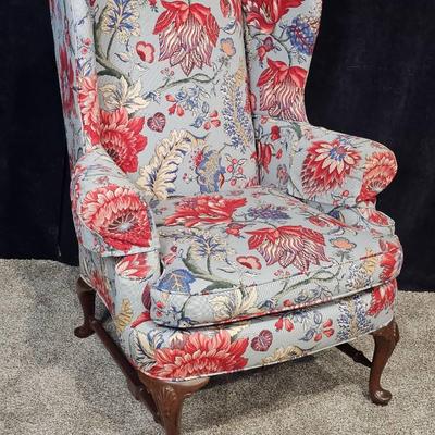 Floral Theme Upholstered Wingback Chair #201