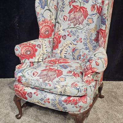 Floral Theme Upholstered Wingback Chair #202