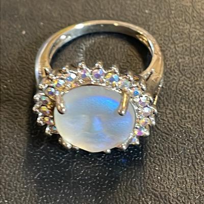Kirks Folly Vintage 'Man In The Moon' & Rhinestone Ring, Size 6 