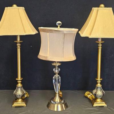 Decorative Brass Tone Lamps (3)