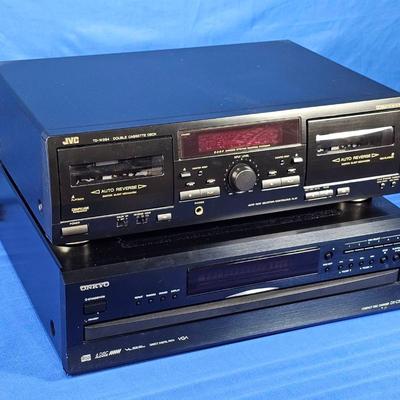 JVC DBL Cassette Deck (1) + Onkyo 6-Disc Compact Changer (1)