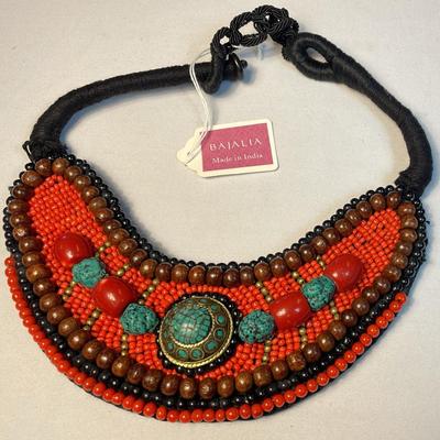 Bajalia 'Tribal' Indian Beaded Collar Necklace 