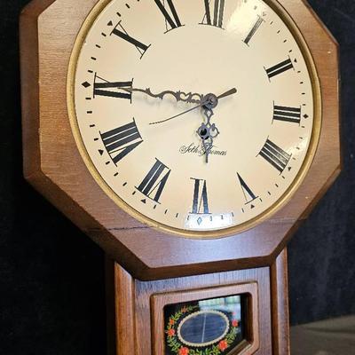 Seth Thomas Wooden 'Golden Rule' Schoolhouse Clock
