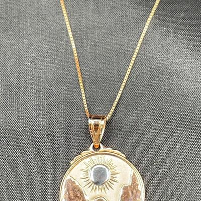 14K Rose Gold Michael Anthony Charm on 14k Rose Gold 26” Box Chain