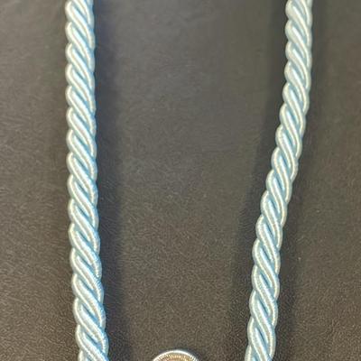 .925 Sterling Silver Judith Ripka 3 Piece Blue Cord & Blue Topaz 20” Necklace 