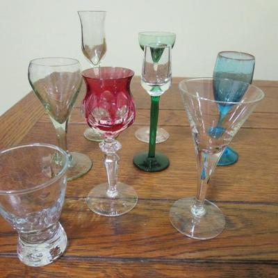Sale Photo Thumbnail #60: Over 150 liquor and shot glasses of varied design.  Sold individually.