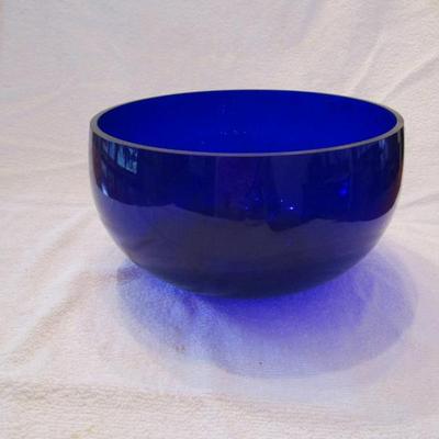 Sale Photo Thumbnail #75: Cobalt blue glass bowl.  Original art.