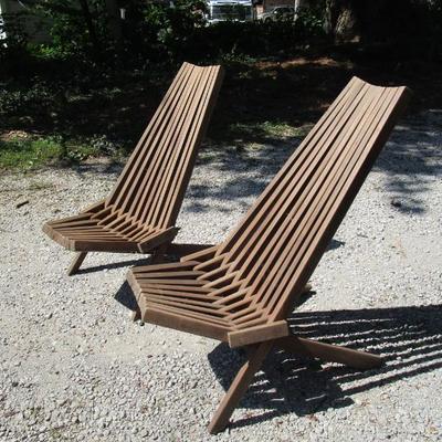 Belize hardwood deck chairs - fold flat for easy storage or hanging.