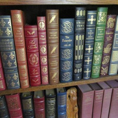 Sale Photo Thumbnail #41: Leather Bound Books-Classic Writings, Novels, Poetry, and Plays. Easton Press leather-bound books known for their high-quality materials and collectible value. Feature genuine leather bindings, 22-karat gold embossing, silk moiré end leaves, satin ribbon