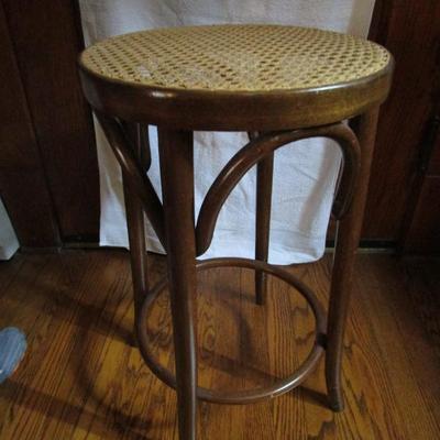 Bentwood stool with cane seat