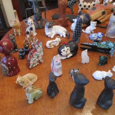 Sale Photo Thumbnail #59: Assortment of cat figurines of different materials and from difference countries.  Sold individually.