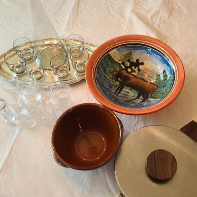 Moose Bowl, Shot Glasses, Drink Set