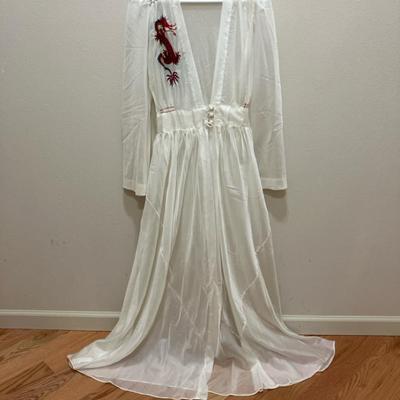 1940s Embroidered Nylon Parachute Dress SZ XS