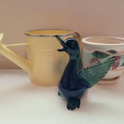 Hand Blown Green Glass Duck (Murano?)