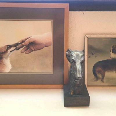 Greyhound/Whippet Bust/Taynton Print/ "Found by a Friend" Print Walter Hunt (1861-1941). 