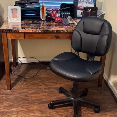 Ashley Furniture Faux Marble Desk with Rolling Office Chair