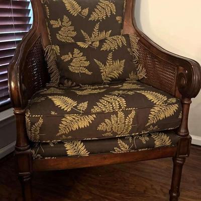 Upholstered Cane Armchair