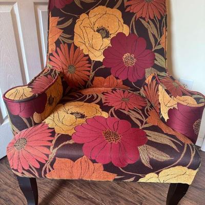 Upholstered Arm Chair with Bold Floral Pattern