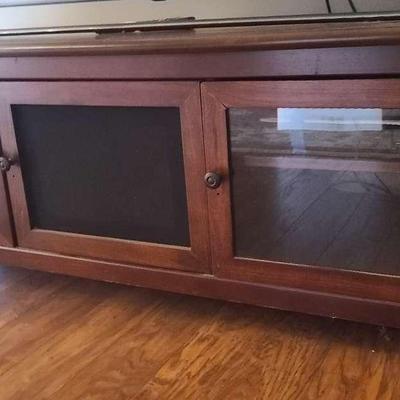 TV Entertainment Stand with Glass Doors
