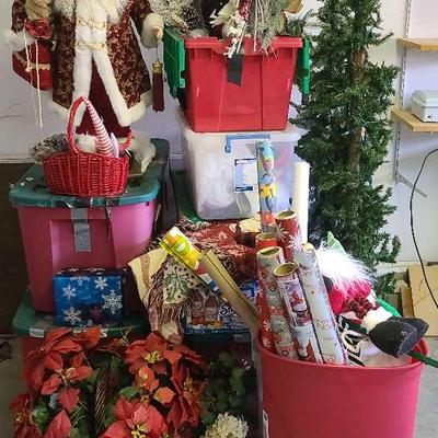Festive Christmas Décor Collection with Tree, Santa & Wrapping Supplies