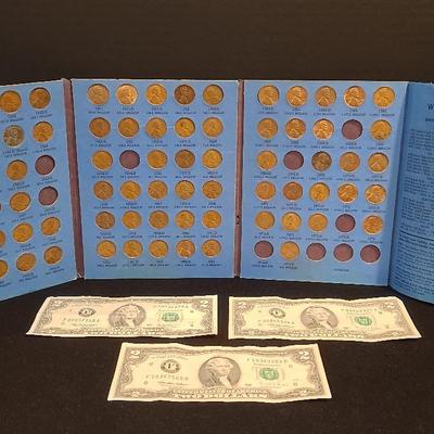 1941-1974 Lincoln Cent Collection And Two Dollar Bills