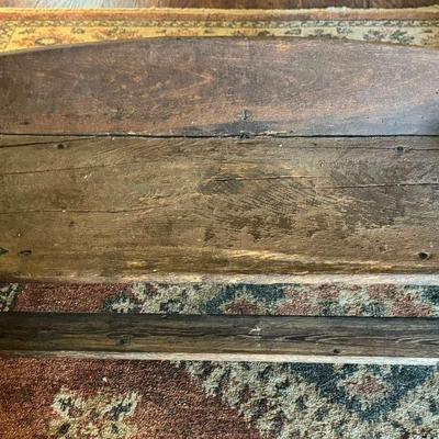 Rustic Wooden Bench with Iron Hardware