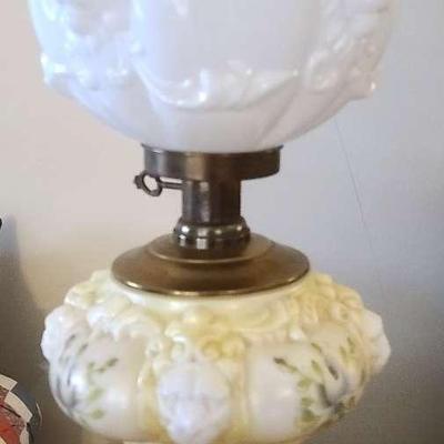 Vintage Glass and Brass Hurricane Table Lamp