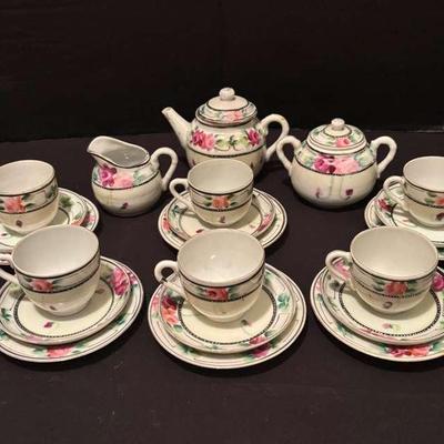Hand-Painted Floral Japanese Porcelain Tea Set