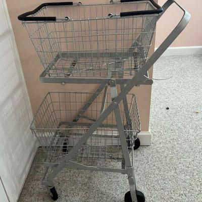 Metal Rolling Utility Cart with Removable Wire Baskets