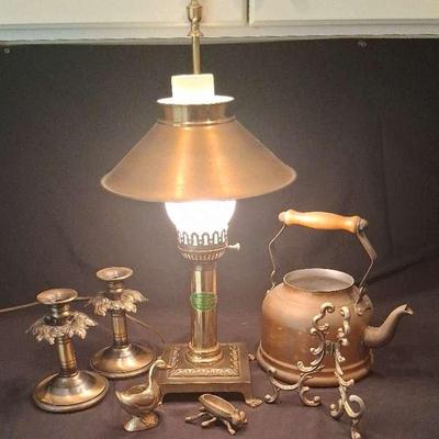 Orient Express Brass Train Lamp with Brass Decor Collection