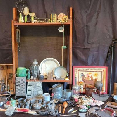 Vintage Kitchen & Farmhouse Collection with Large Wooden Sifter