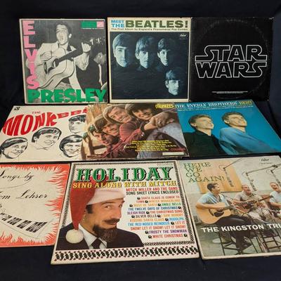 Vintage Vinyl Record Collection Featuring Elvis Presley, The Beatles, The Monkees & More