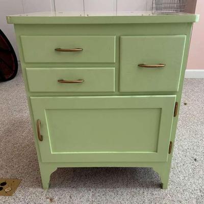 Vintage Green Painted Cabinet with Drawers
