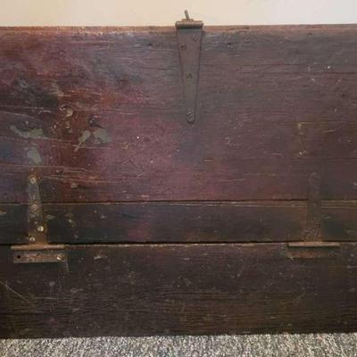 Antique Wooden Trunk with Iron Hardware
