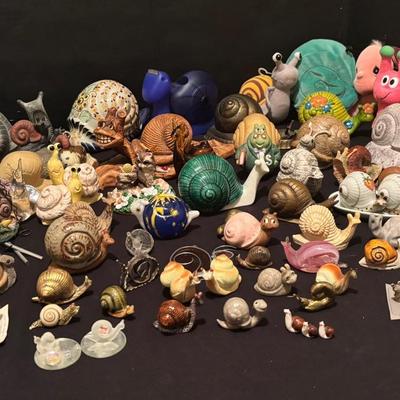 Extensive Snail Figurine Collection – Glass, Ceramic, Stone & Plush