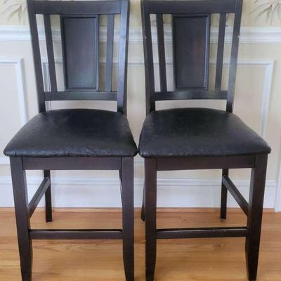 Pair of Black Wooden Counter-Height Chairs
