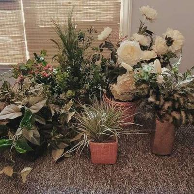 Collection of Faux Floral Arrangements and Greenery
