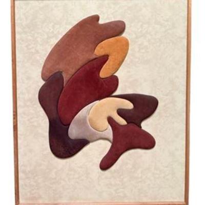 Lot 031   
MCM Artist Signed And Numbered Biomorphic Abstract Suede Art