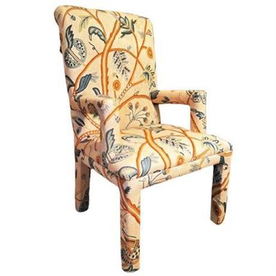 Lot 016-002   
Mid Century Milo Baughman Style Scroll Back Parson Chair