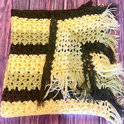 Striped Crotchet Throw Blanket