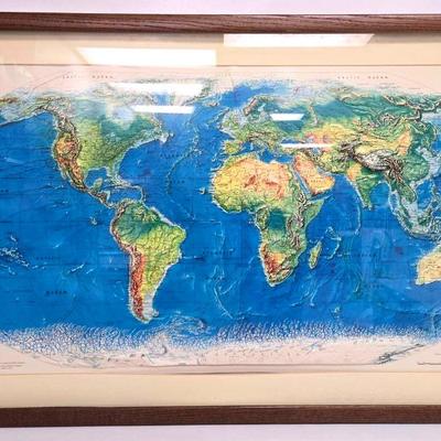 "Rand McNally" Geo-Physical World Raised Relief Map