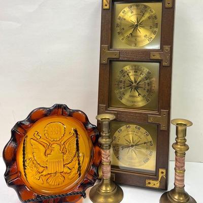 Vintage “Indiana Glass Co.” Amber Ashtray & Decor
