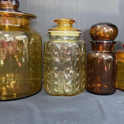 Amber Colored Glass Kitchen Canisters