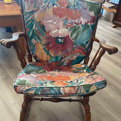 Vintage Wooden Rocking Chair With Cushions