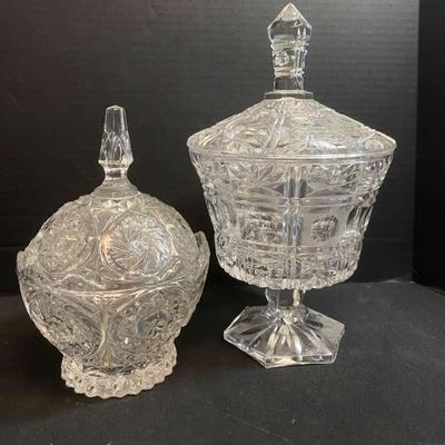 Crystal Cut Glass Dishes With Lids For Candy Or Trinkets