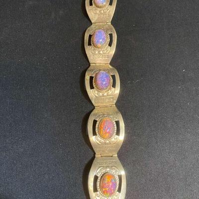 Hecho Mexico Silver & Opal Bracelet (Not Verified)