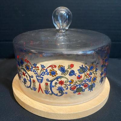Vintage Joska Kristal Hand Painted Cheese Dome